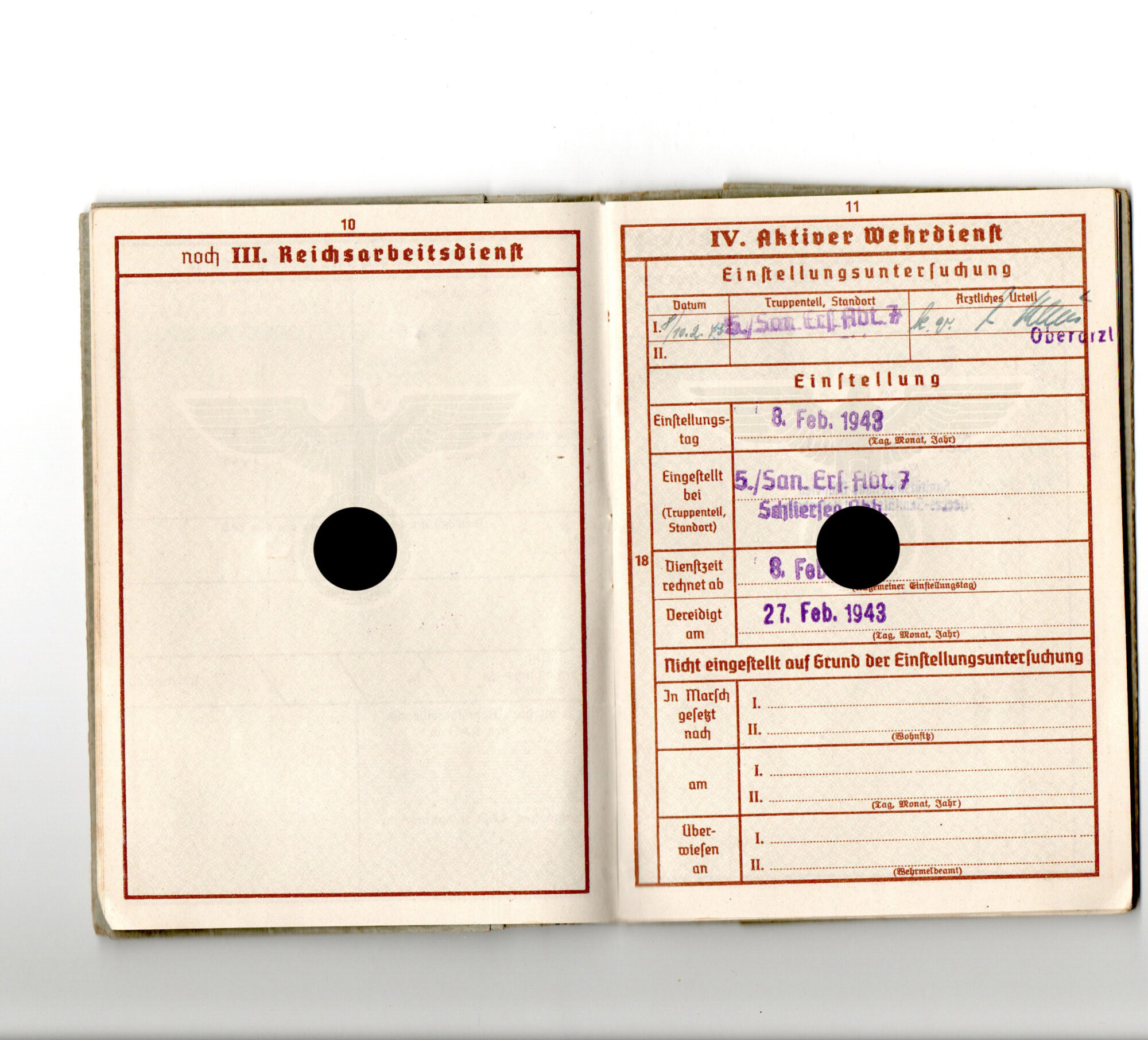 Wehrpass 5./San.Ers.Abtl.7
