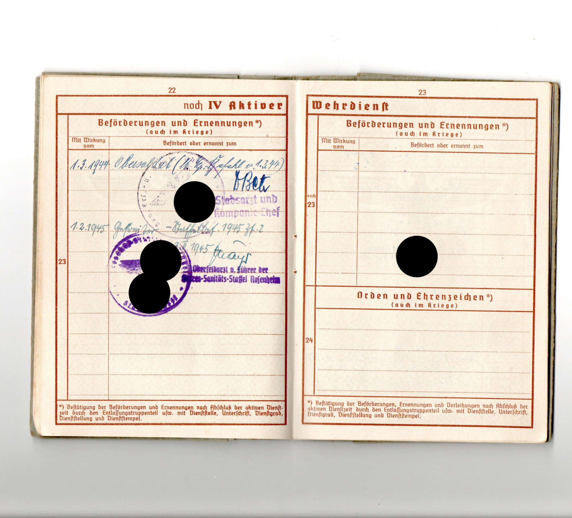 Wehrpass 5./San.Ers.Abtl.7