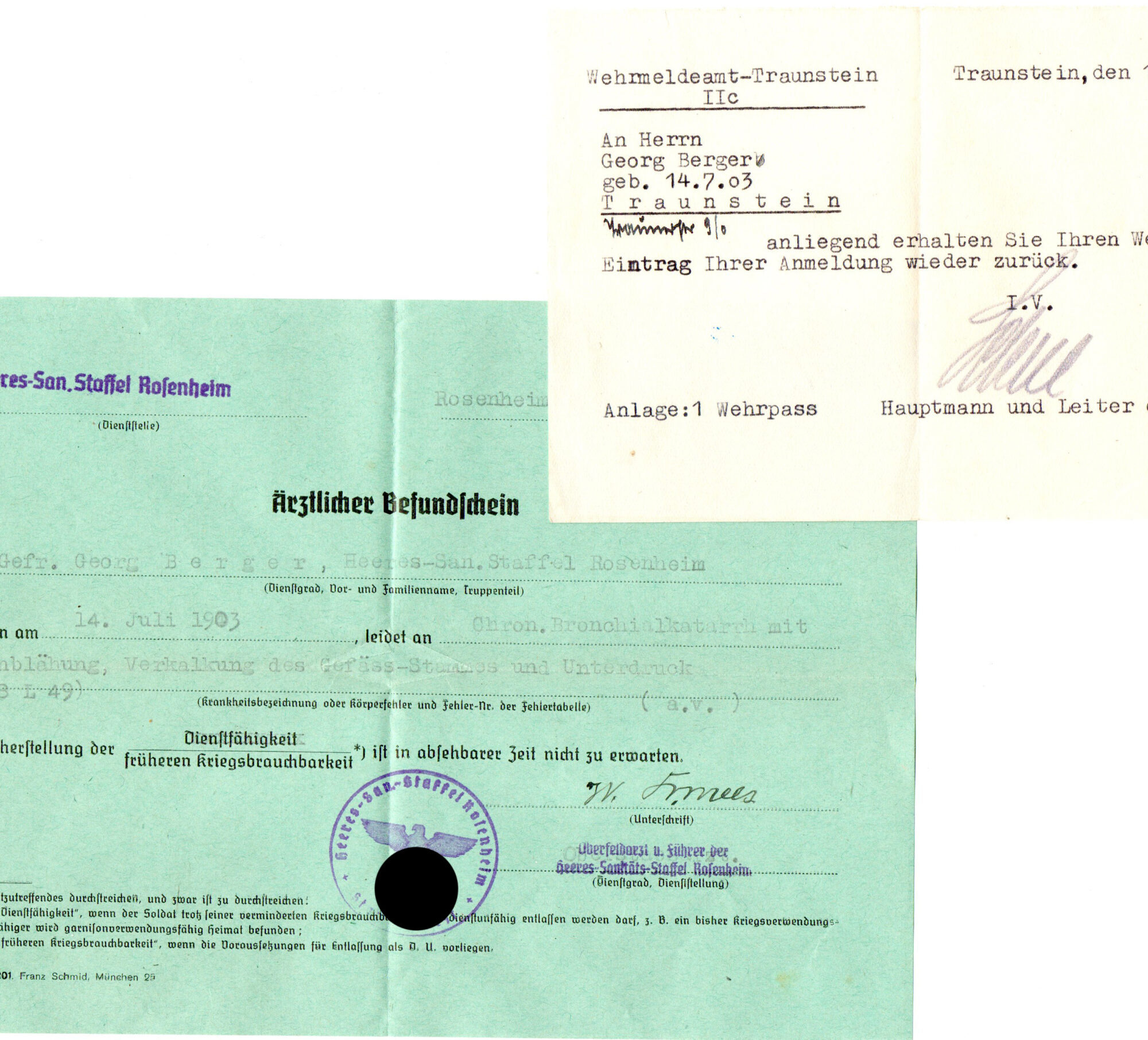 Wehrpass 5./San.Ers.Abtl.7