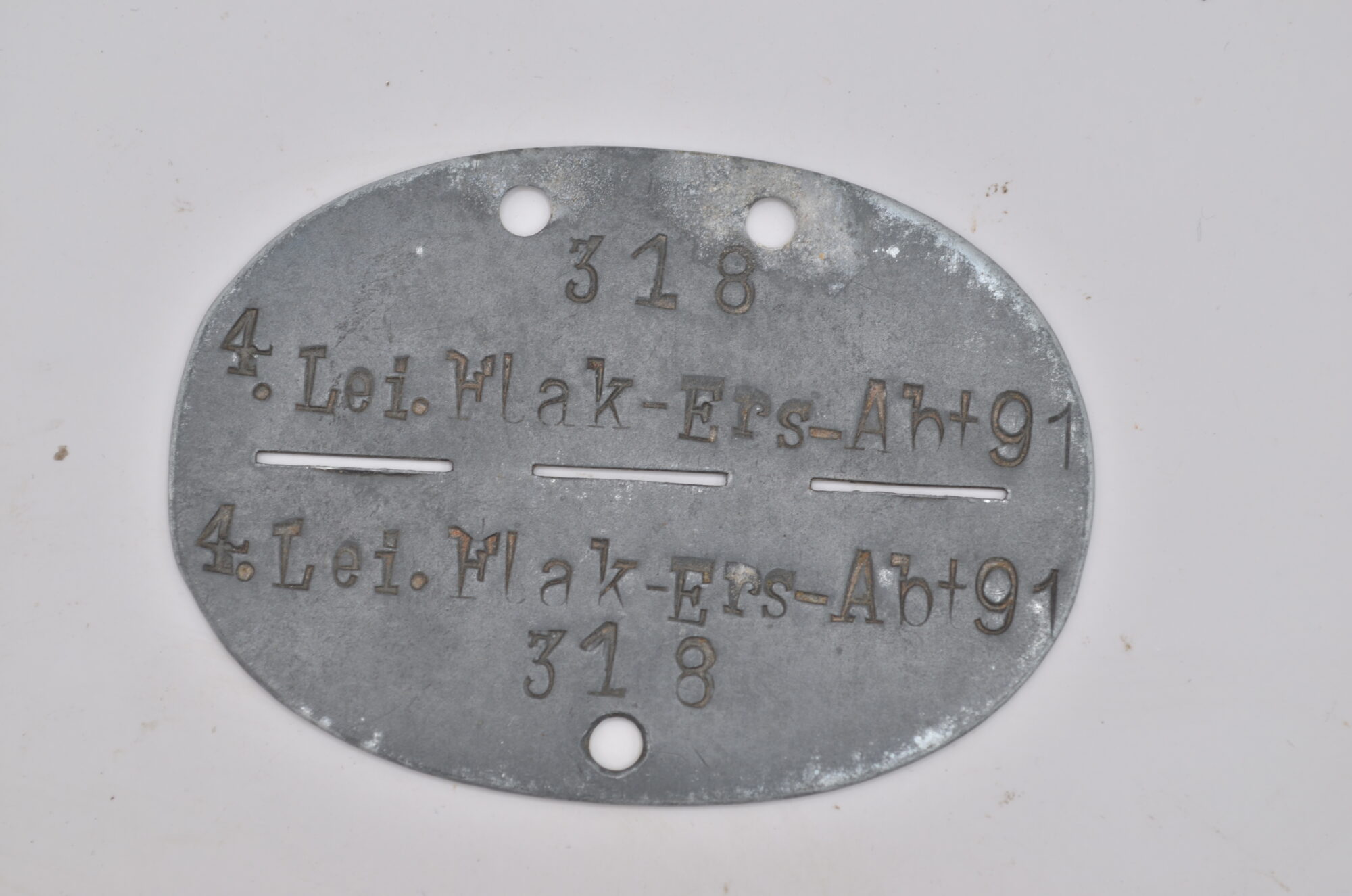 Erkennungsmarke 4.Lei.Flak-Ers-Abt 91