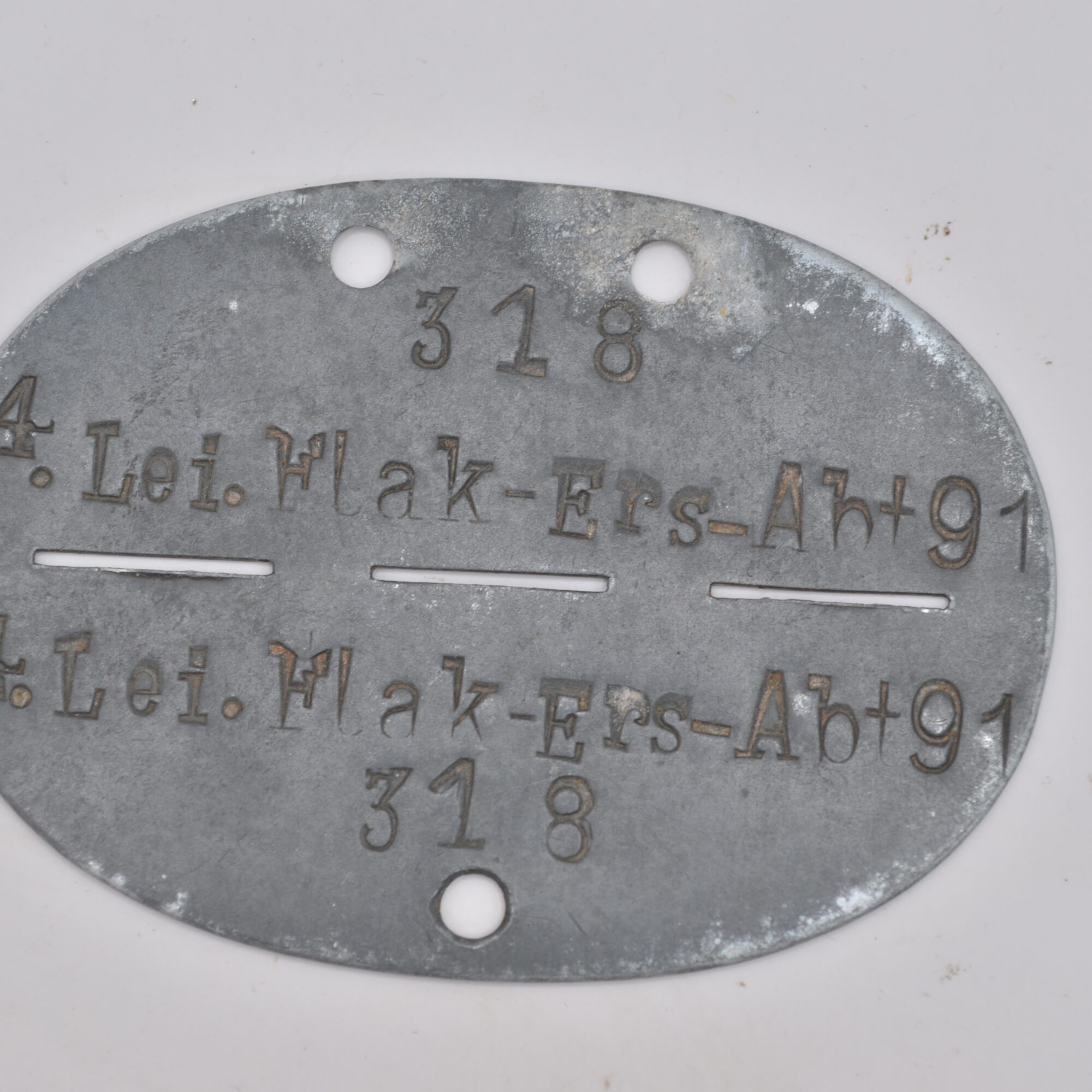 Erkennungsmarke 4.Lei.Flak-Ers-Abt 91