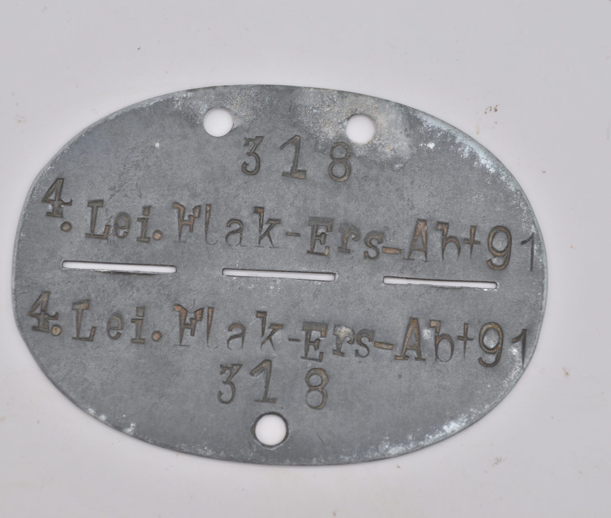 Erkennungsmarke 4.Lei.Flak-Ers-Abt 91