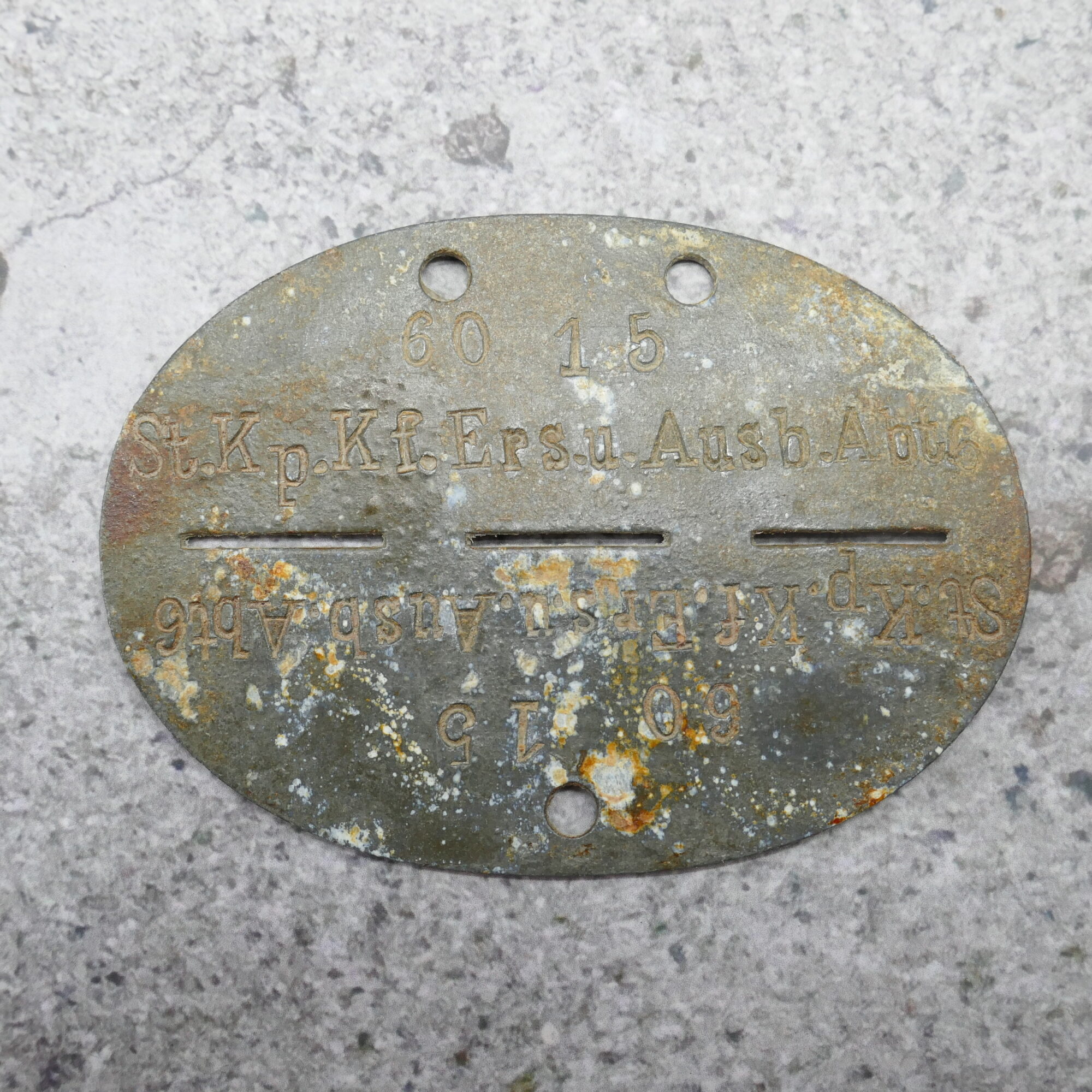 Erkennungsmarke "St.Kp.Kf.Ers.u.Ausb.Abt.6"