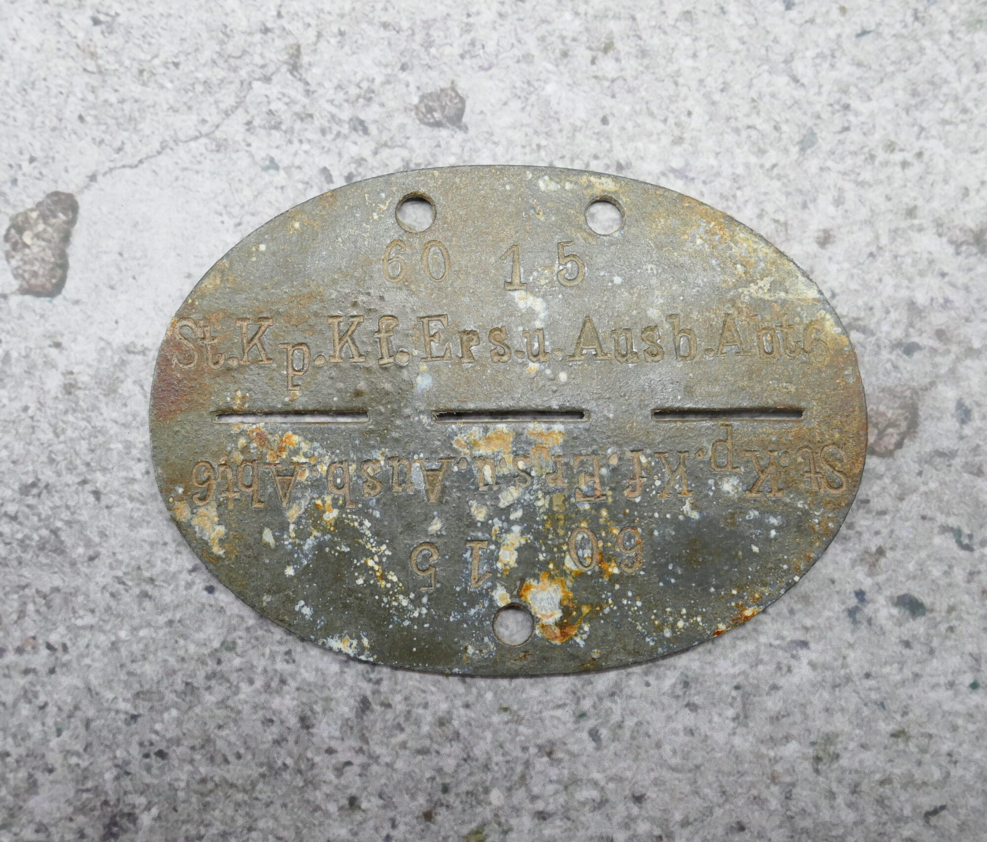 Erkennungsmarke "St.Kp.Kf.Ers.u.Ausb.Abt.6"
