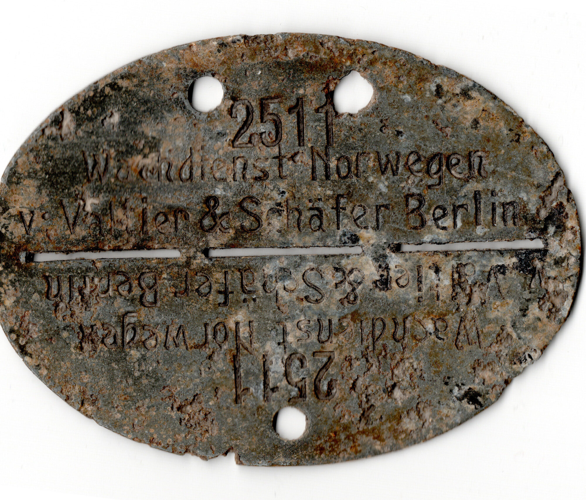Erkennungsmarke Wachdienst Norwegen Valtier & Schäfer Berlin