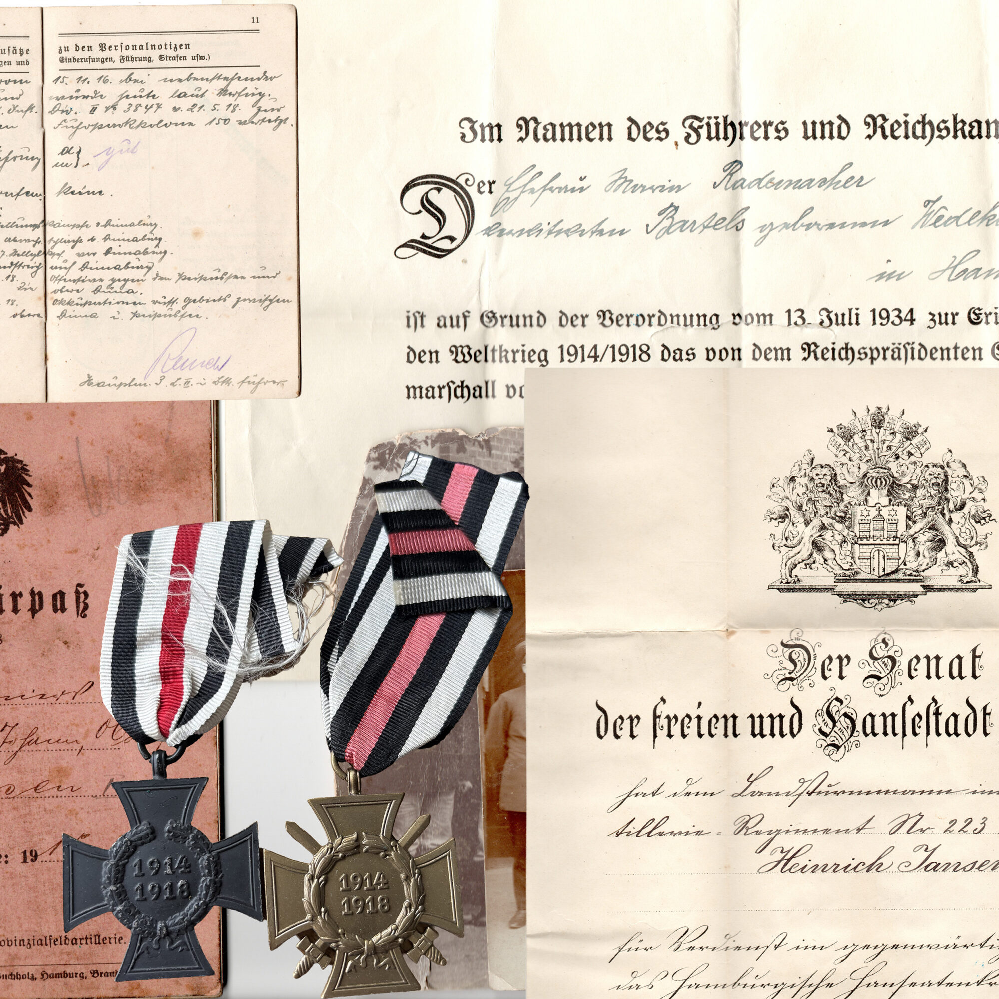 Nachlass Hamburg Hanseatenkreuz Träger 1.Weltkrieg